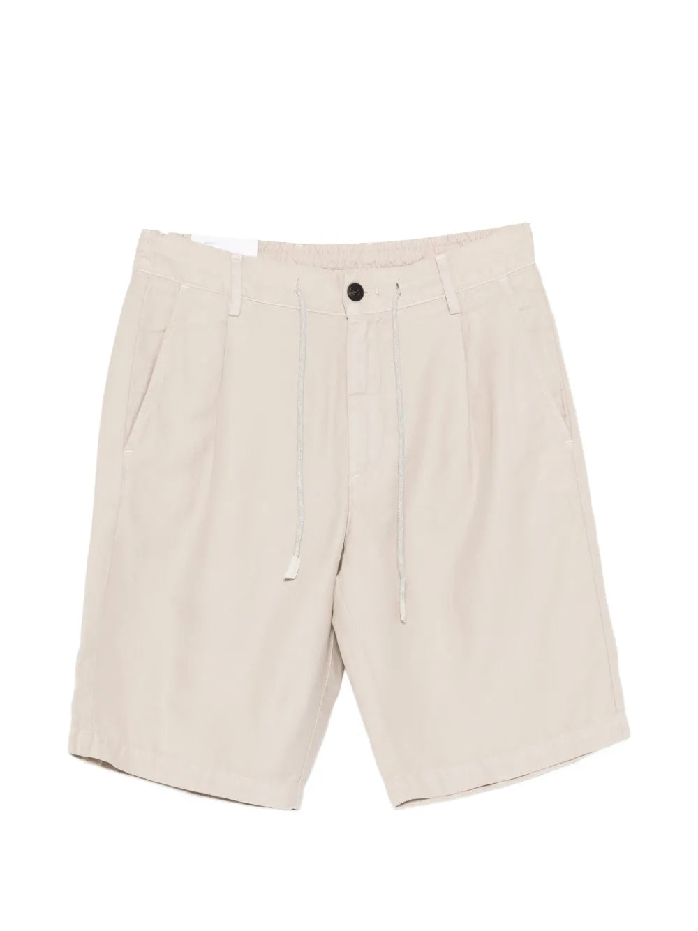 Pleated Linen-Cotton Bermuda — sand