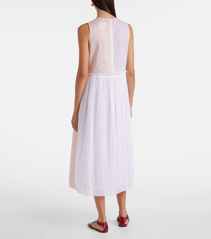 Pleated cotton organza muslin midi dress