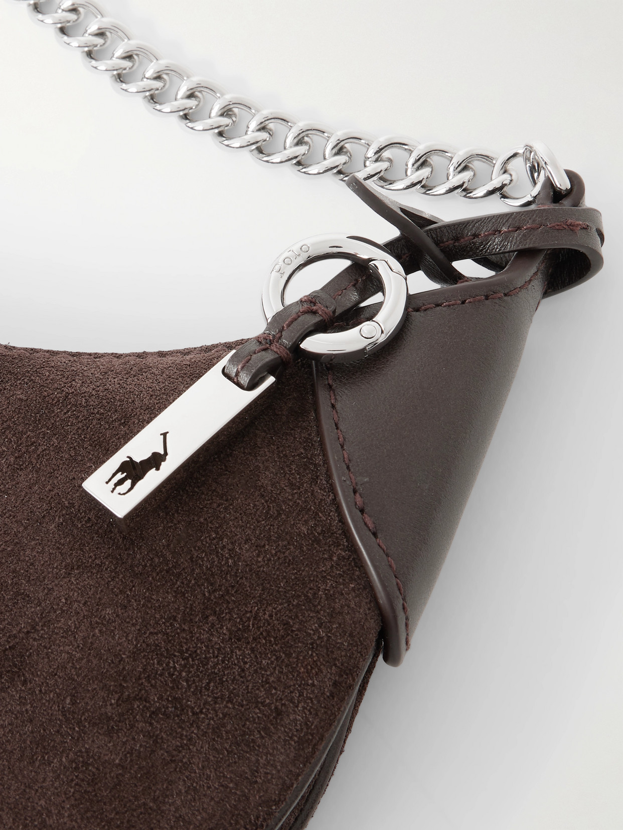 Polo Id Small Leather-trimmed Suede Shoulder Bag - Brown