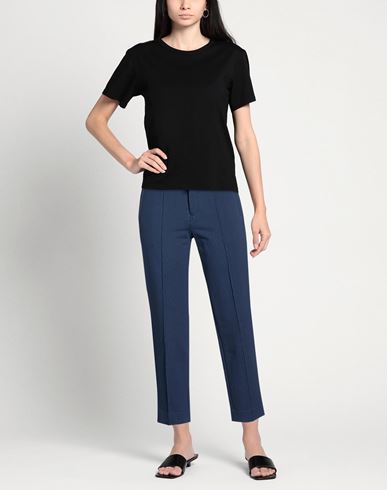 Woman Pants Navy Size L Cotton, Elastane