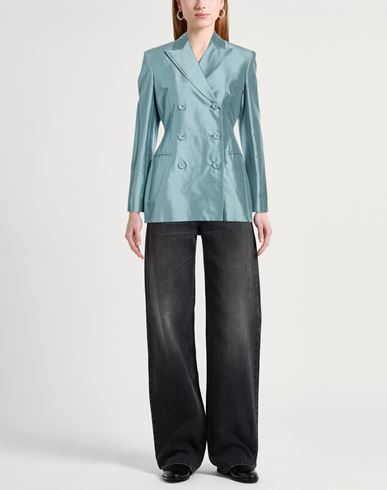 Woman Blazer Slate blue Size 6 Silk