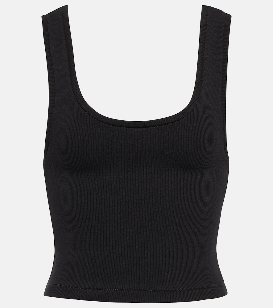 Ribbed-knit cotton-blend tank top
