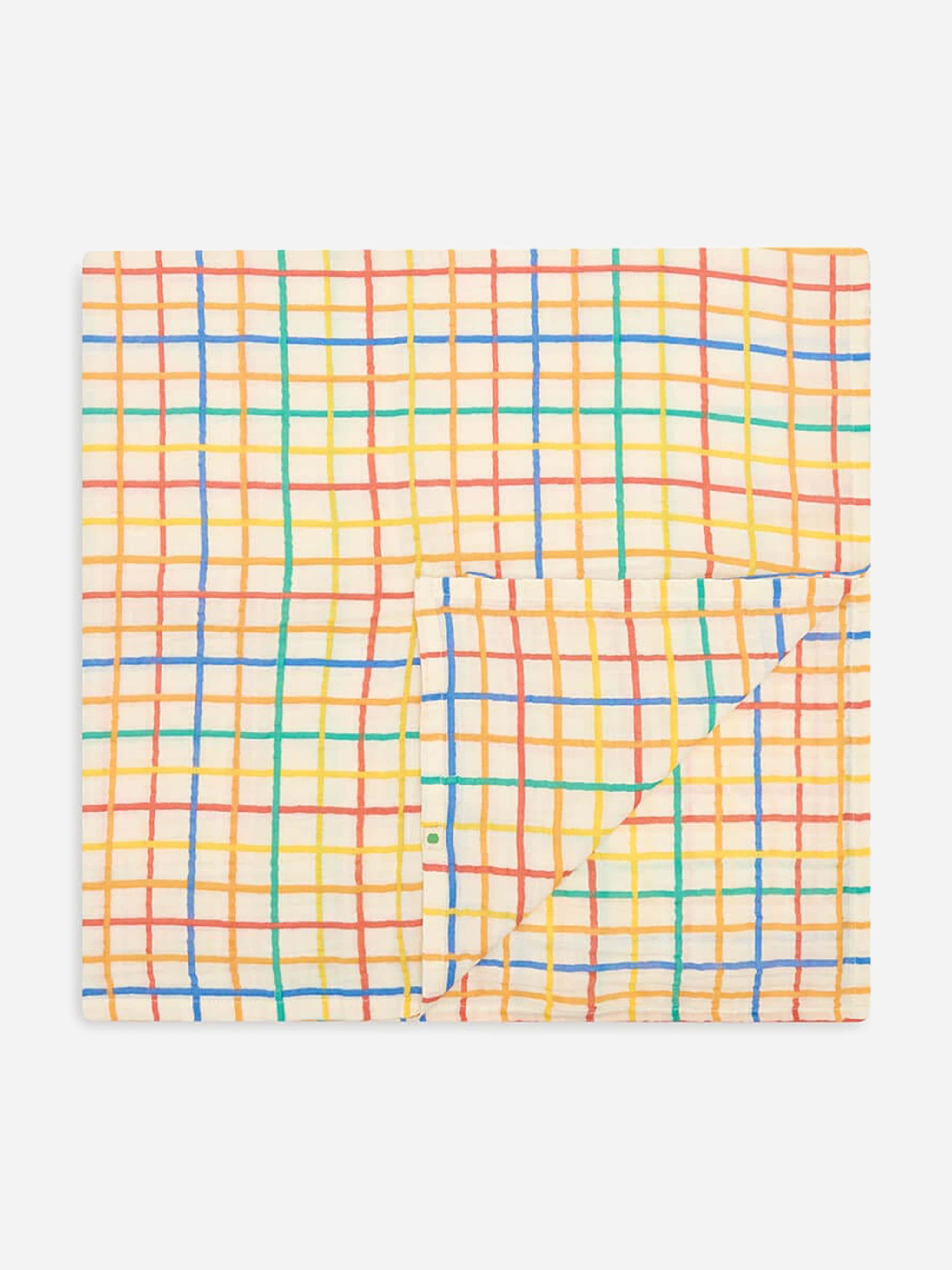 Ditto - Rainbow Check Large Muslin Swaddle Blanket By Childsplay Clothing