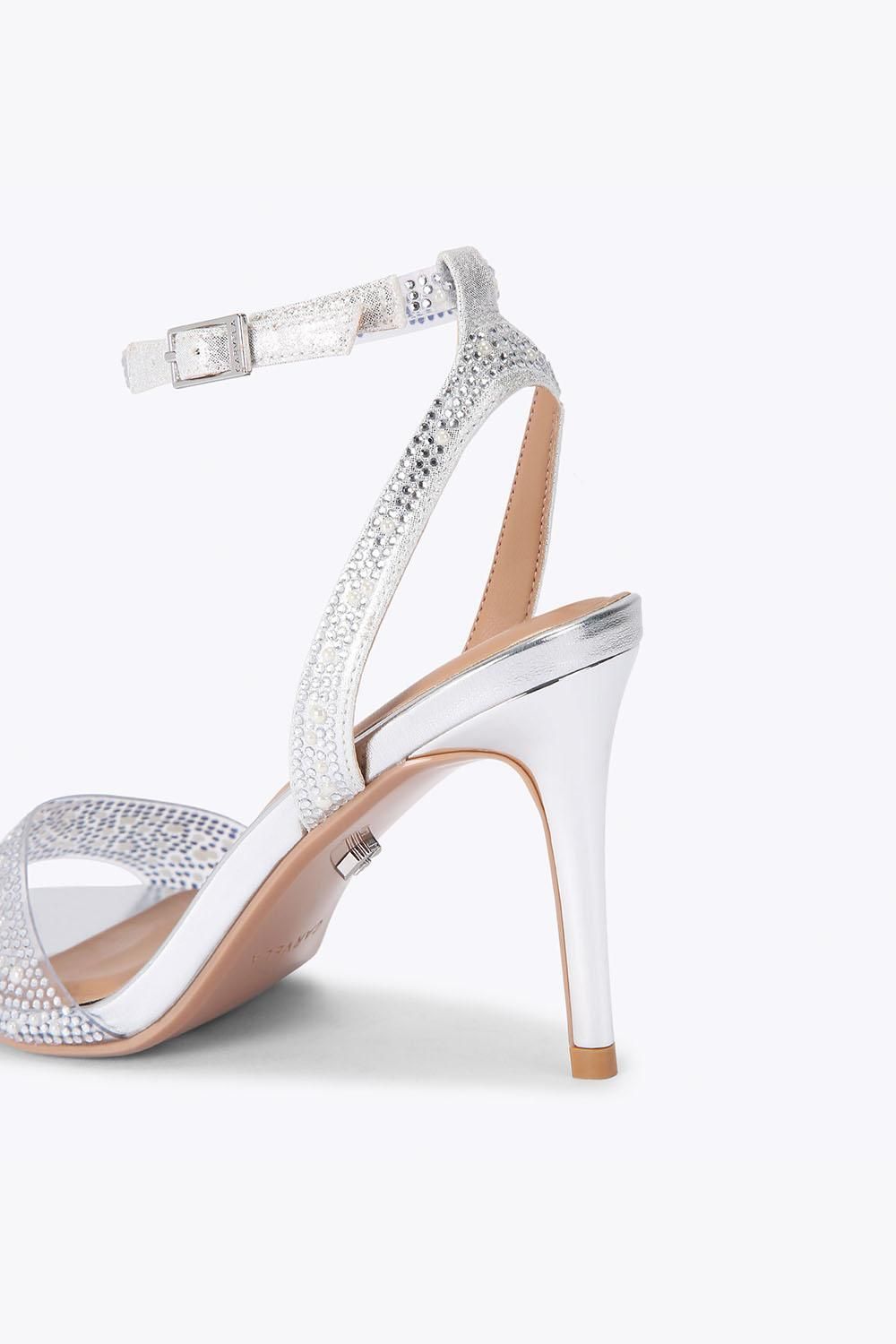Carvela 'positano Vinyl Sandal' Heels In Silver
