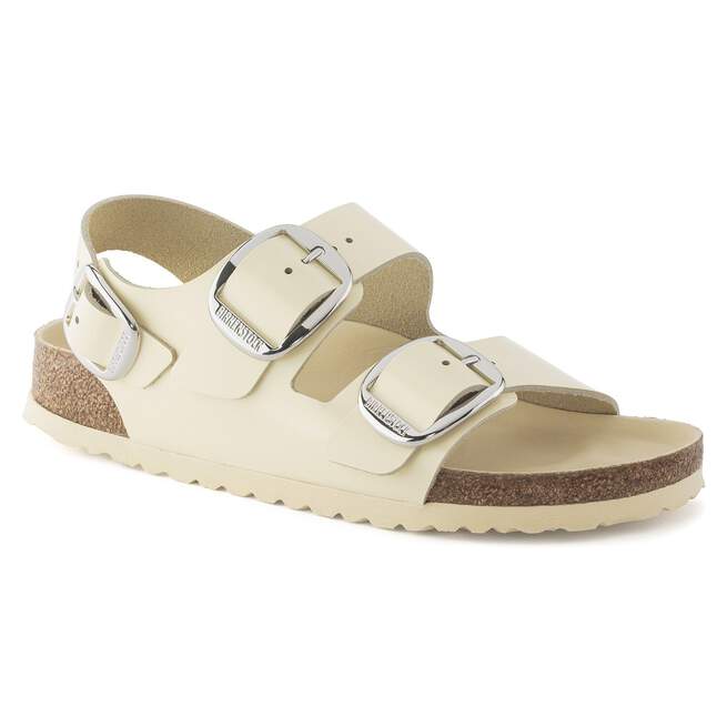 Unisex Milano Big Buckle Natural Leather Patent High Shine Butter