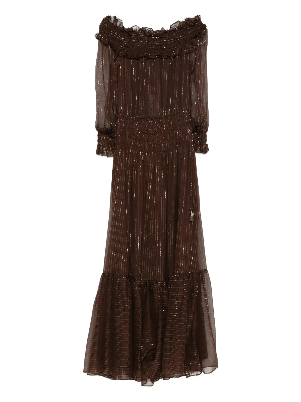 Silk Georgette Maxi Dress — Brown