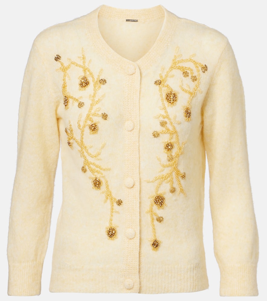 Beaded alpaca and wool-blend cardigan