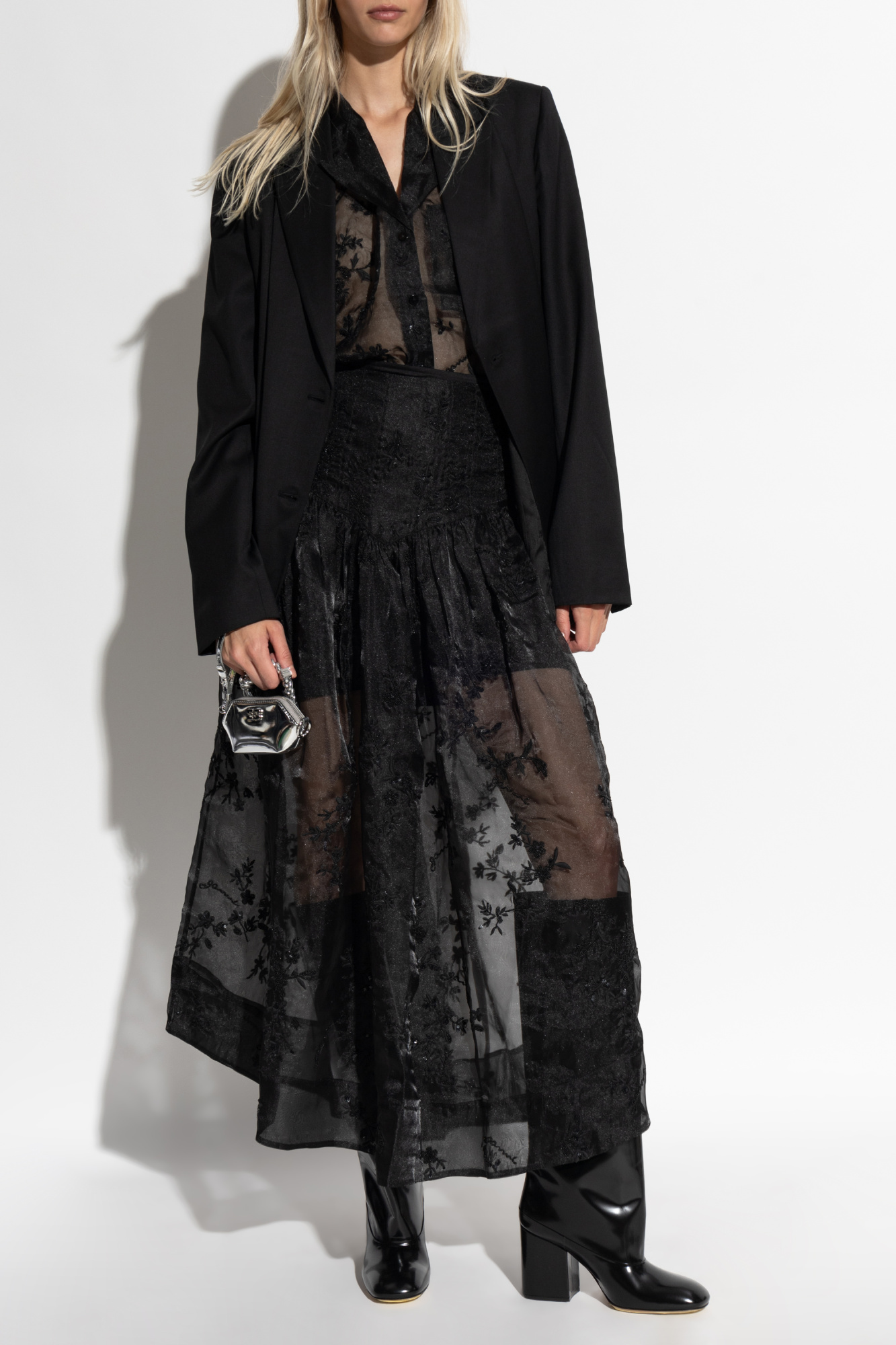 Floral-patterned Skirt, Women's, Black