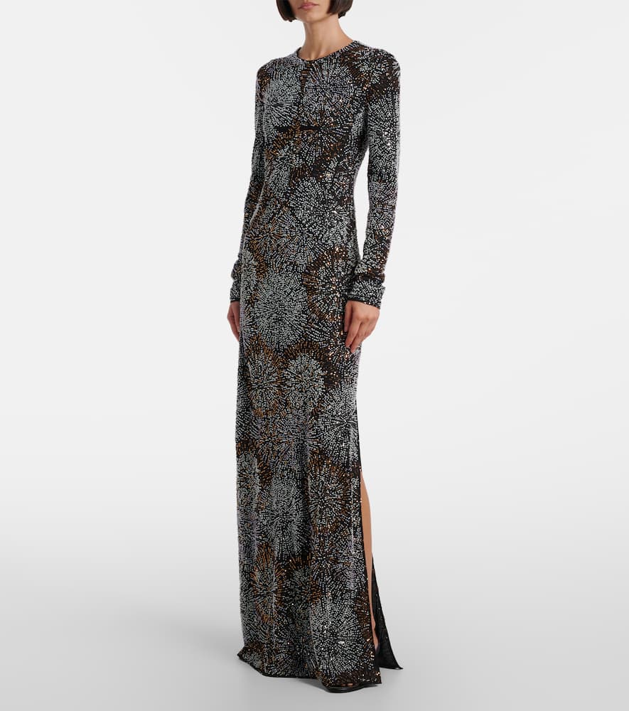 Embellished caped gown