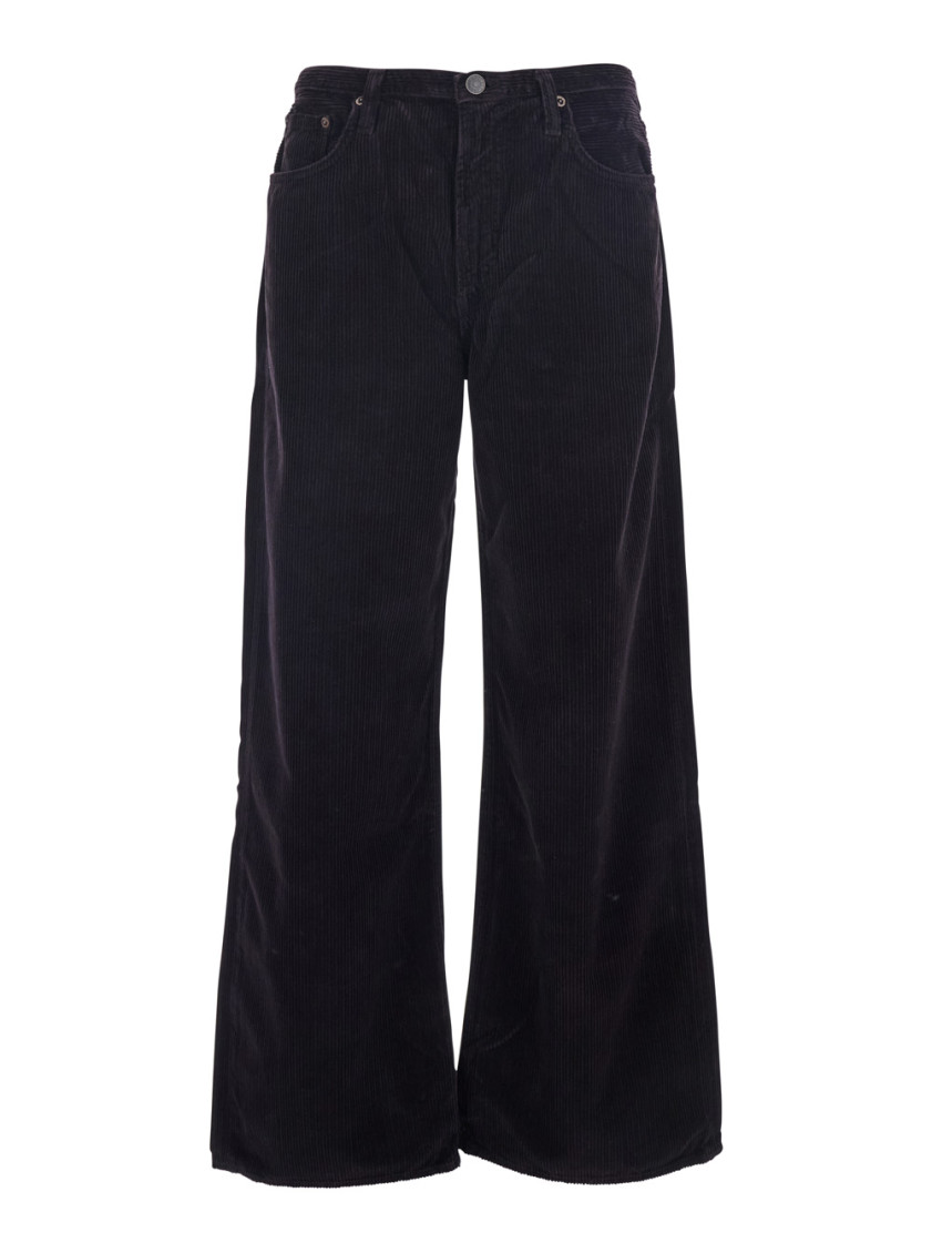 Keira Brown Pants With Belt Loops And Wide Leg In Corduroy Woman