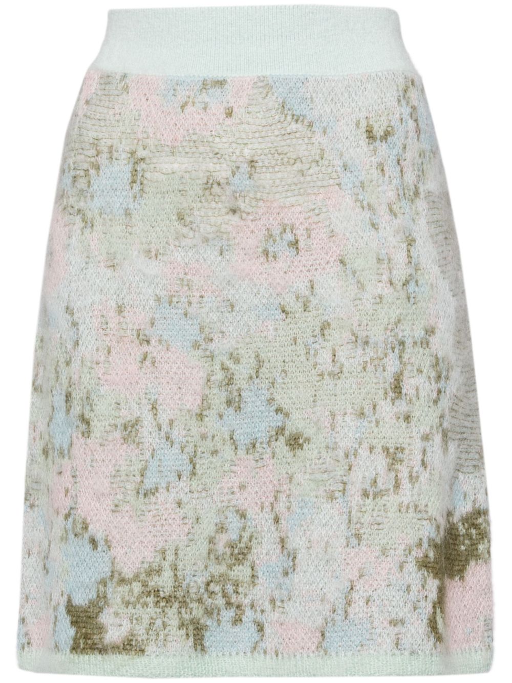 Floral-intarsia knitted skirt - Blue