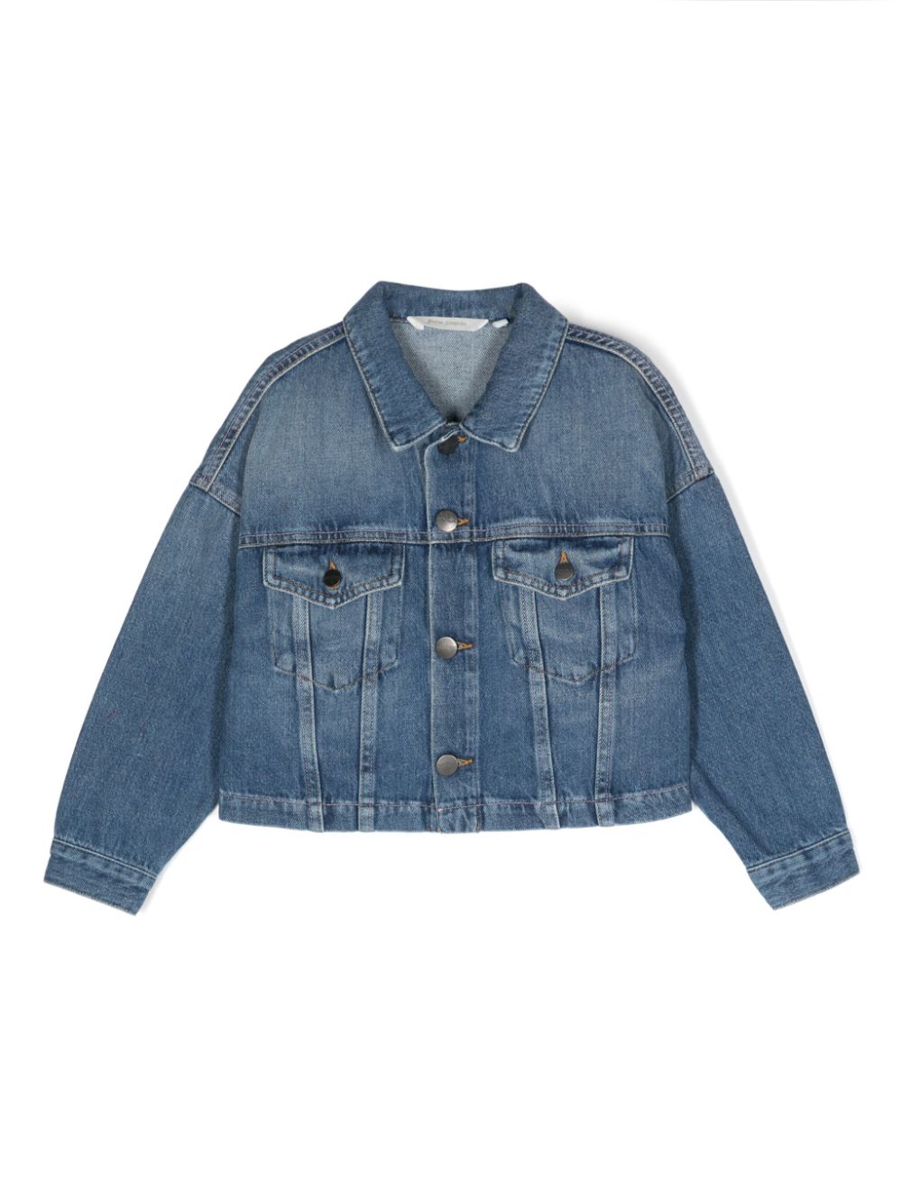 Logo-appliqué denim jacket - Blue
