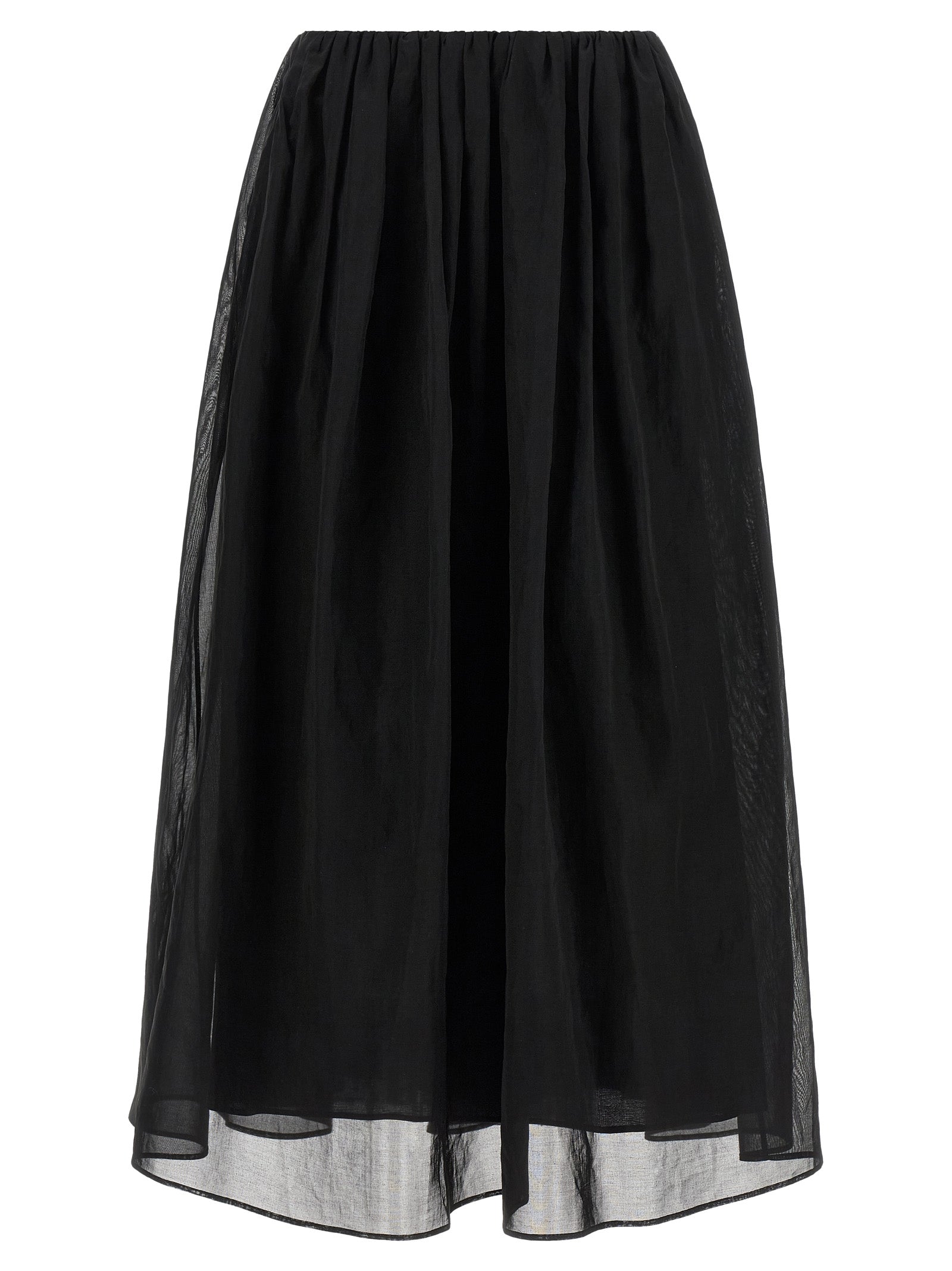 Cotton Organza Flared Skirt — Black