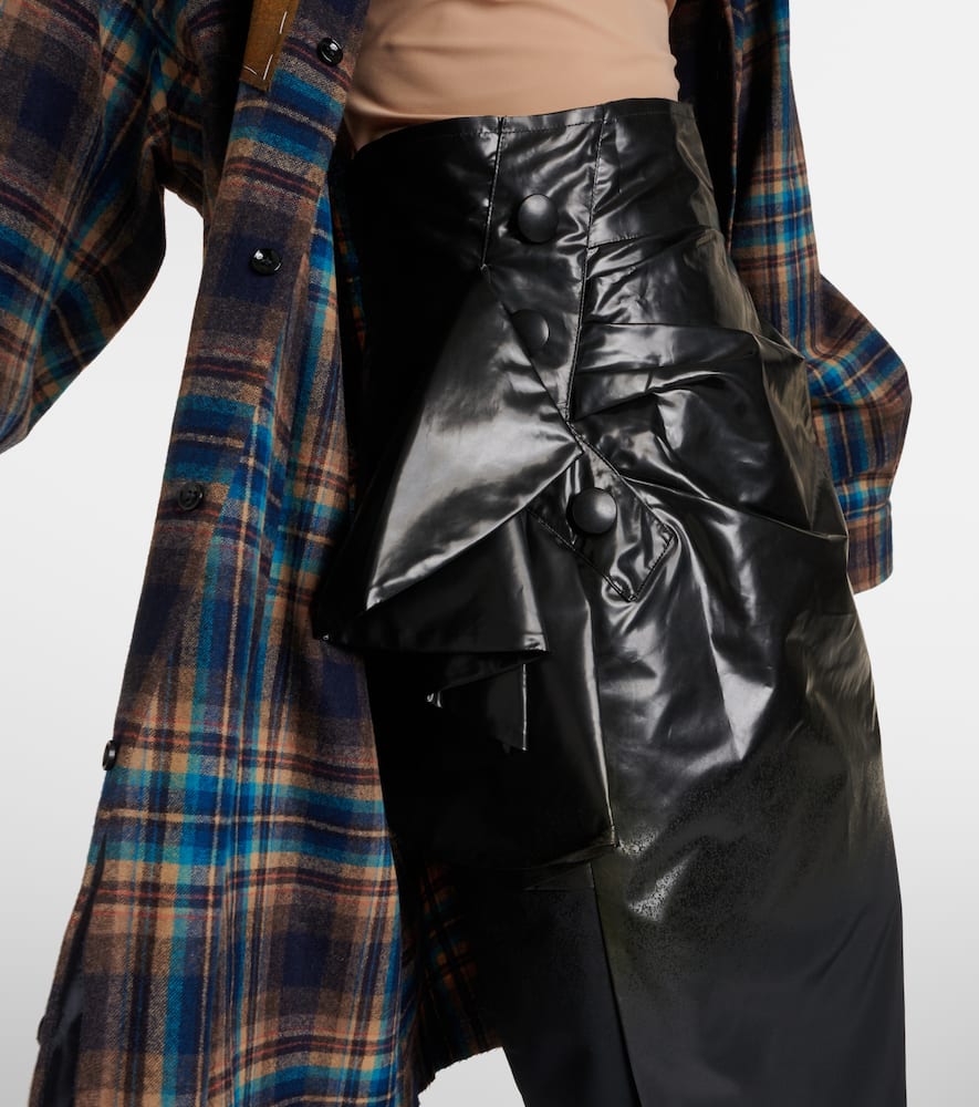 High-rise draped midi skirt
