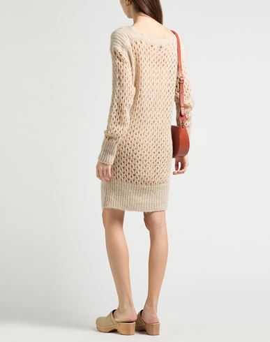 Woman Mini dress Beige Size S Polyamide, Acrylic, Mohair wool, Polyester