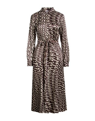 Woman Midi dress Dark brown Size 10 Polyester, Elastane