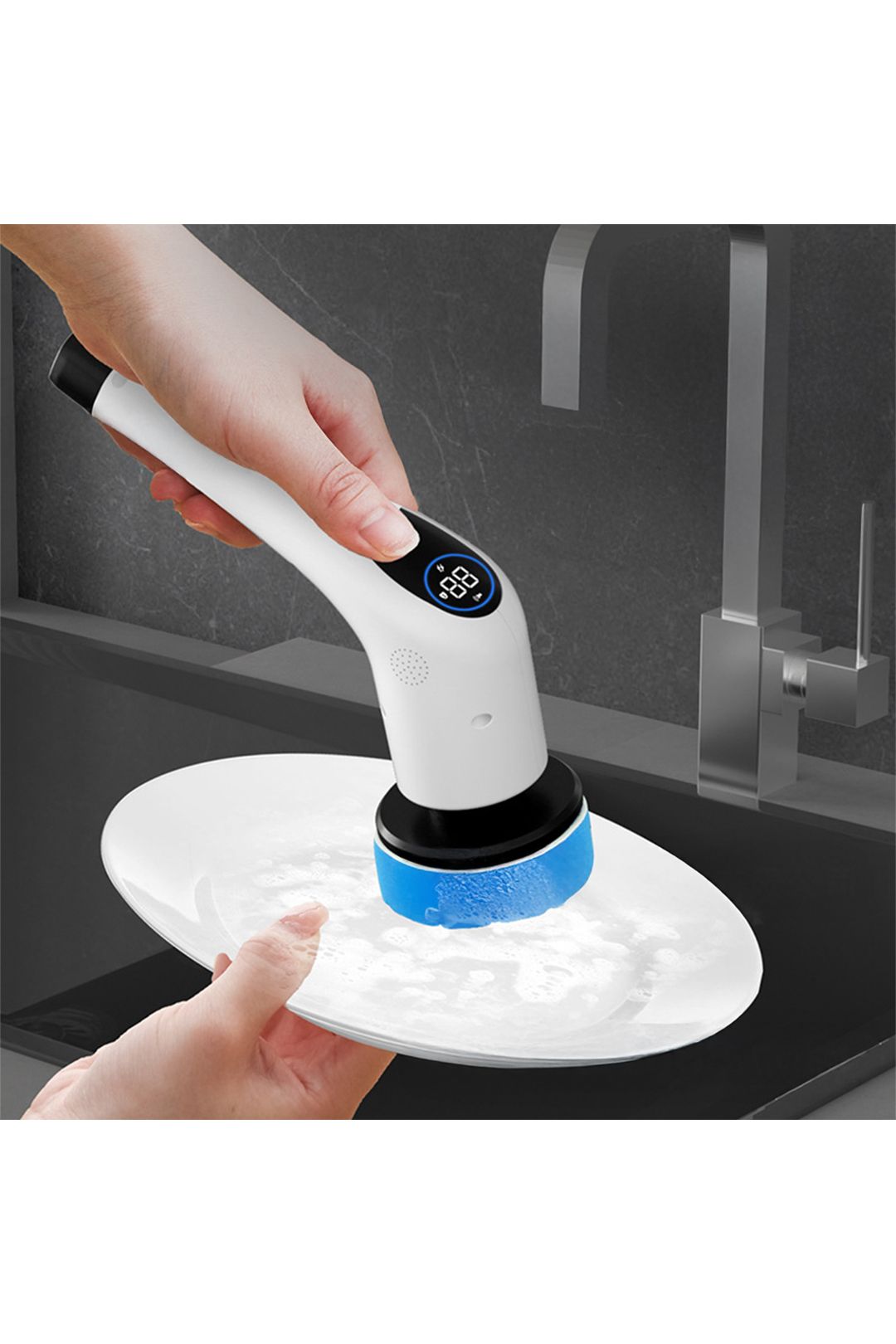 Living And Home 1 Cordless Handheld Electric Spin Scrubber With Long Handle In White