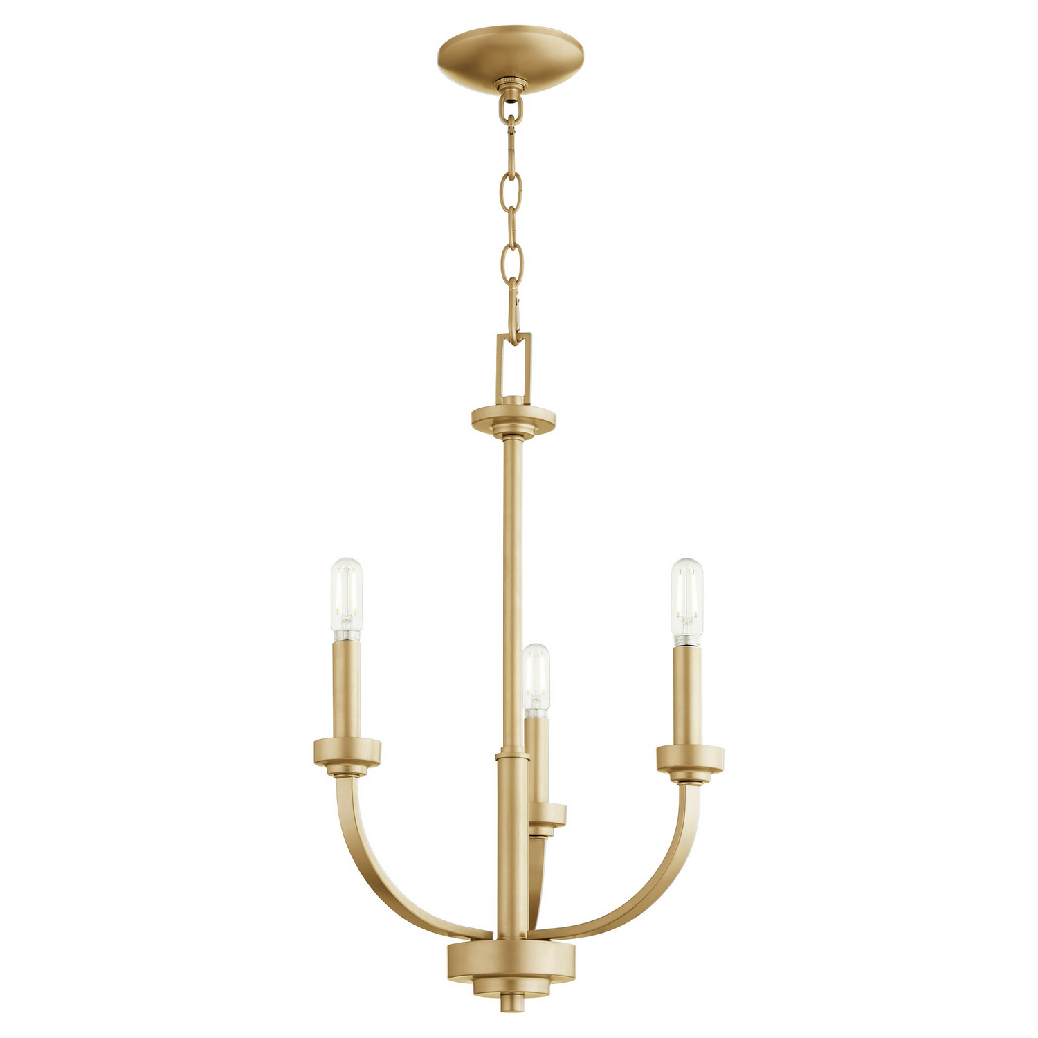 Aged Brass Three Light Chandelier from the Reyes Collection