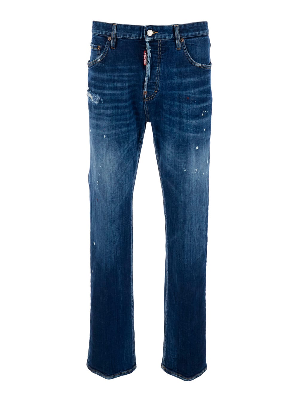 '643' Blue Jeans With All-Over Details And Logo Patch On The Rear In Denim Man