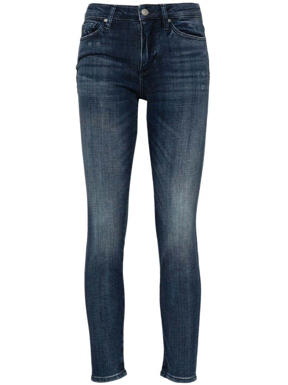 Stonewashed distressed tapered jeans - Blue