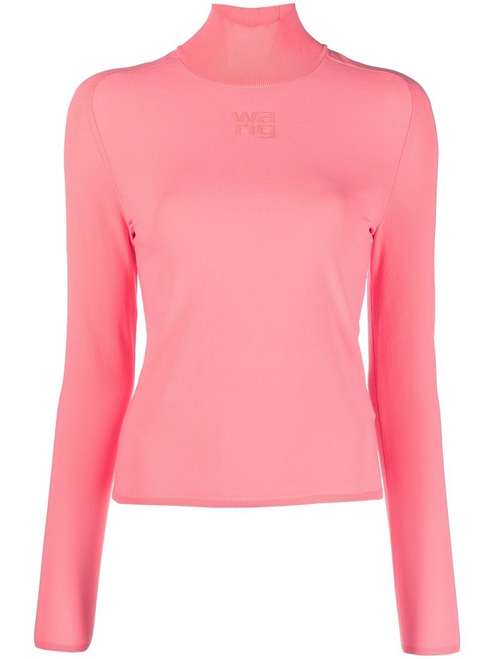 Roll neck embossed-logo jumper - Pink