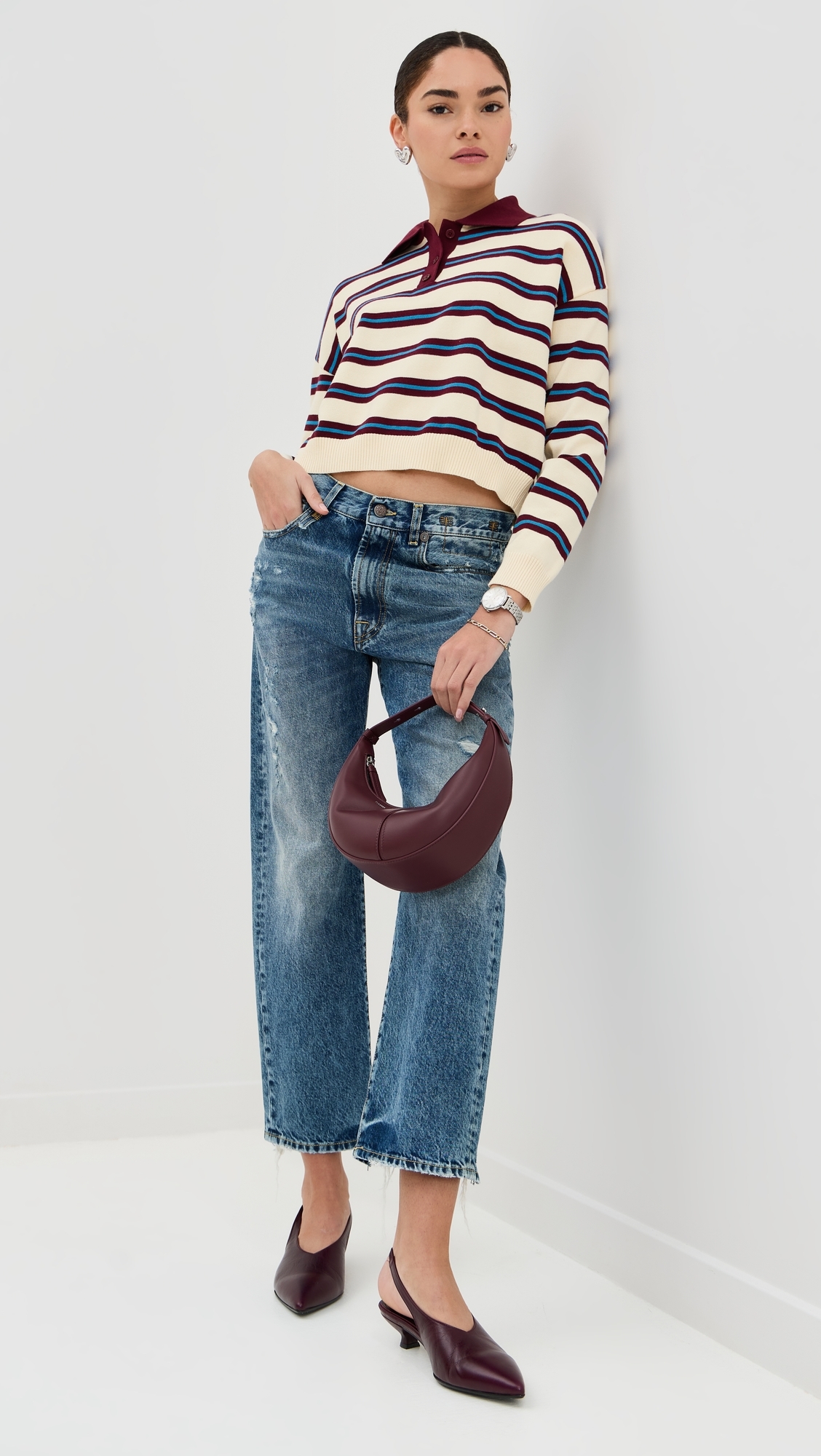 Striped Polo Burgundy Stripe