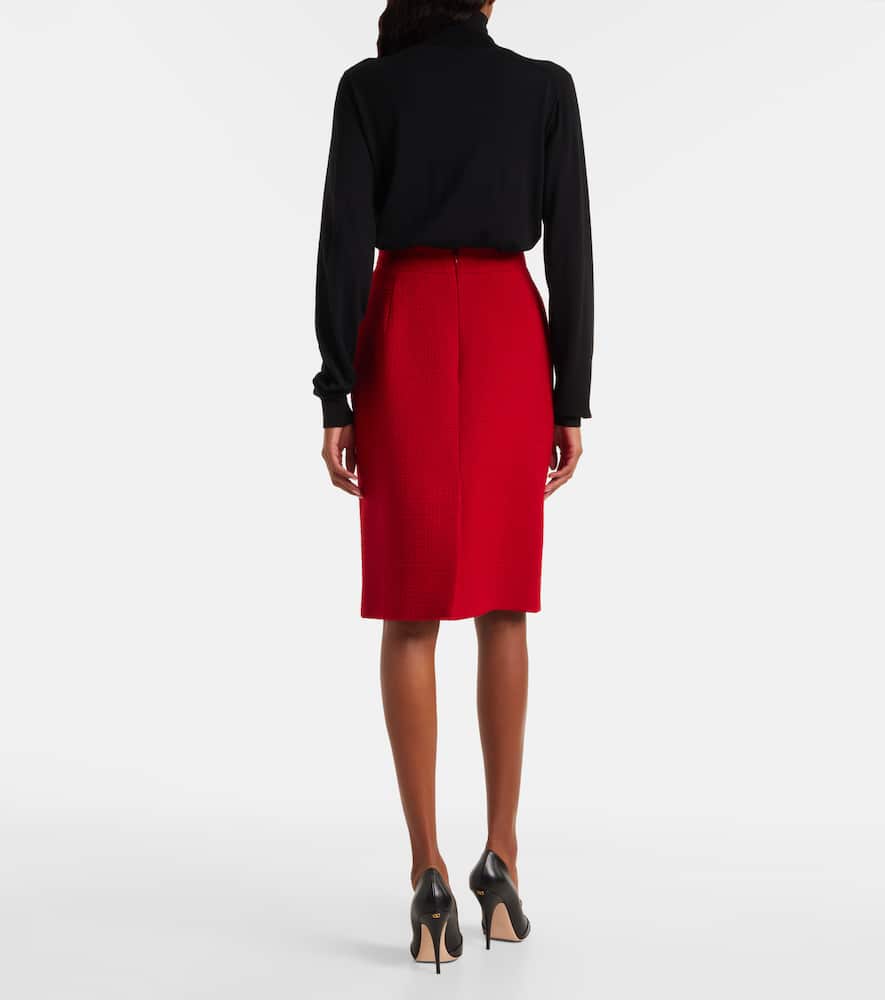 High-rise wool-blend tweed pencil skirt