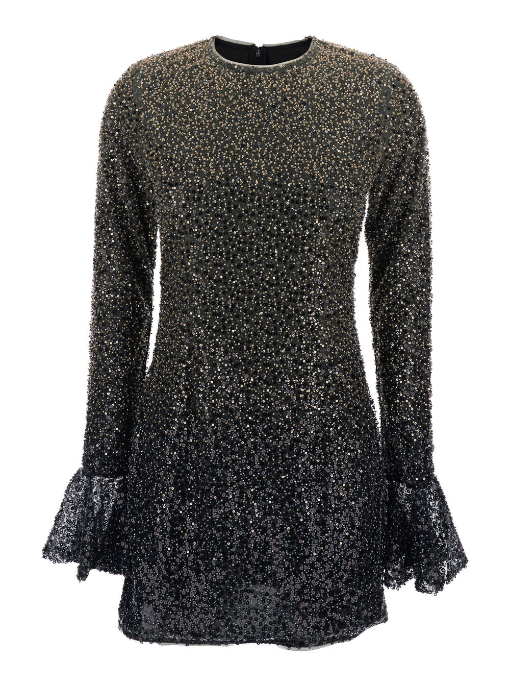 Beaded Metallic Dress — Black