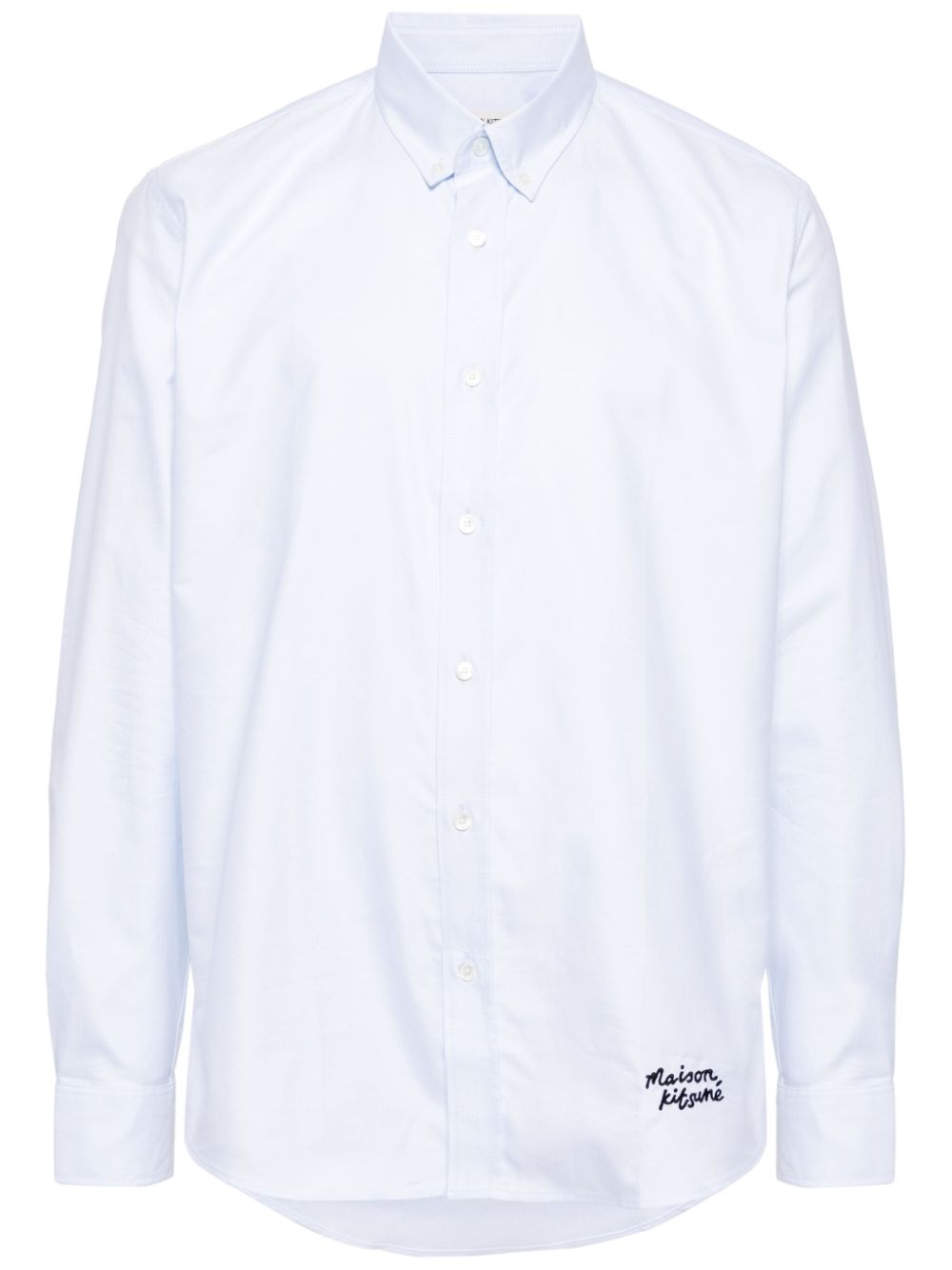 Logo-embroidered cotton shirt - Blue