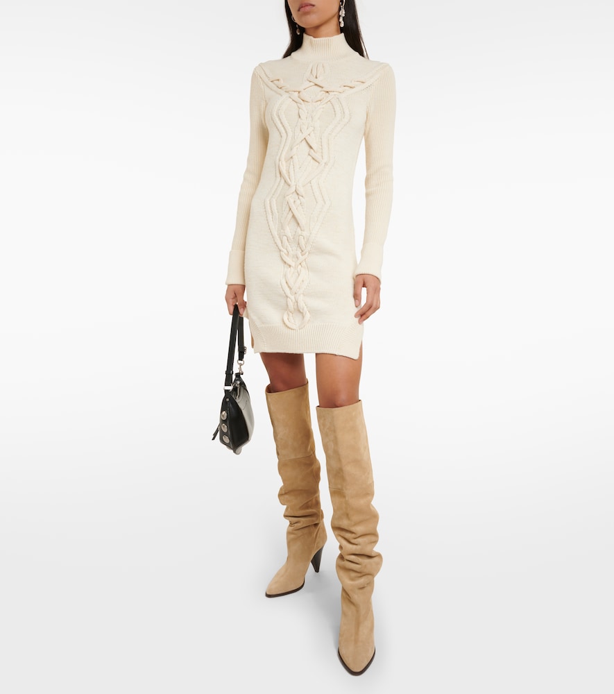 Atina cable-knit wool-blend minidress