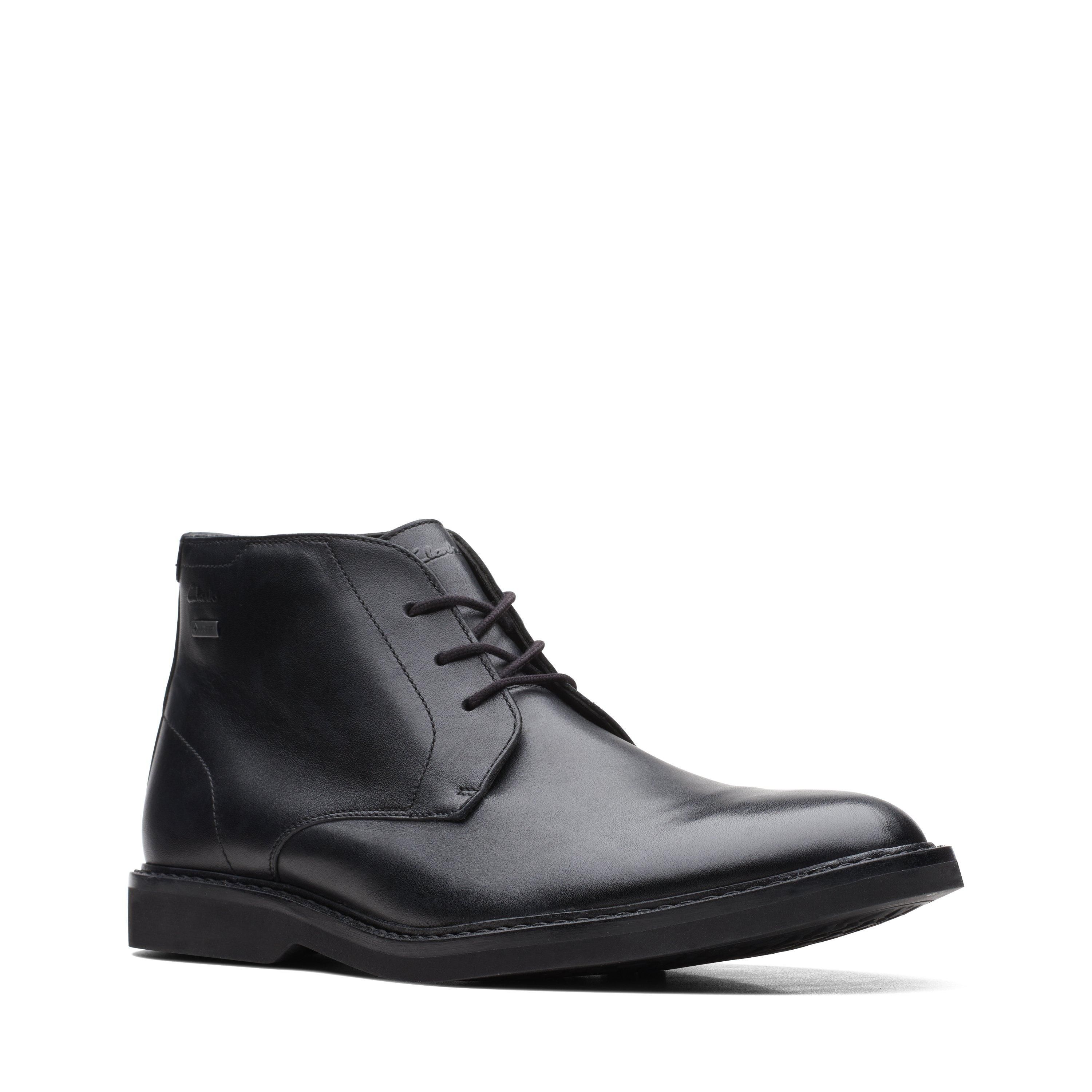 Clarks Atticus Lt Hi Gore-Tex Black Leather Ankle Boots,lace Up