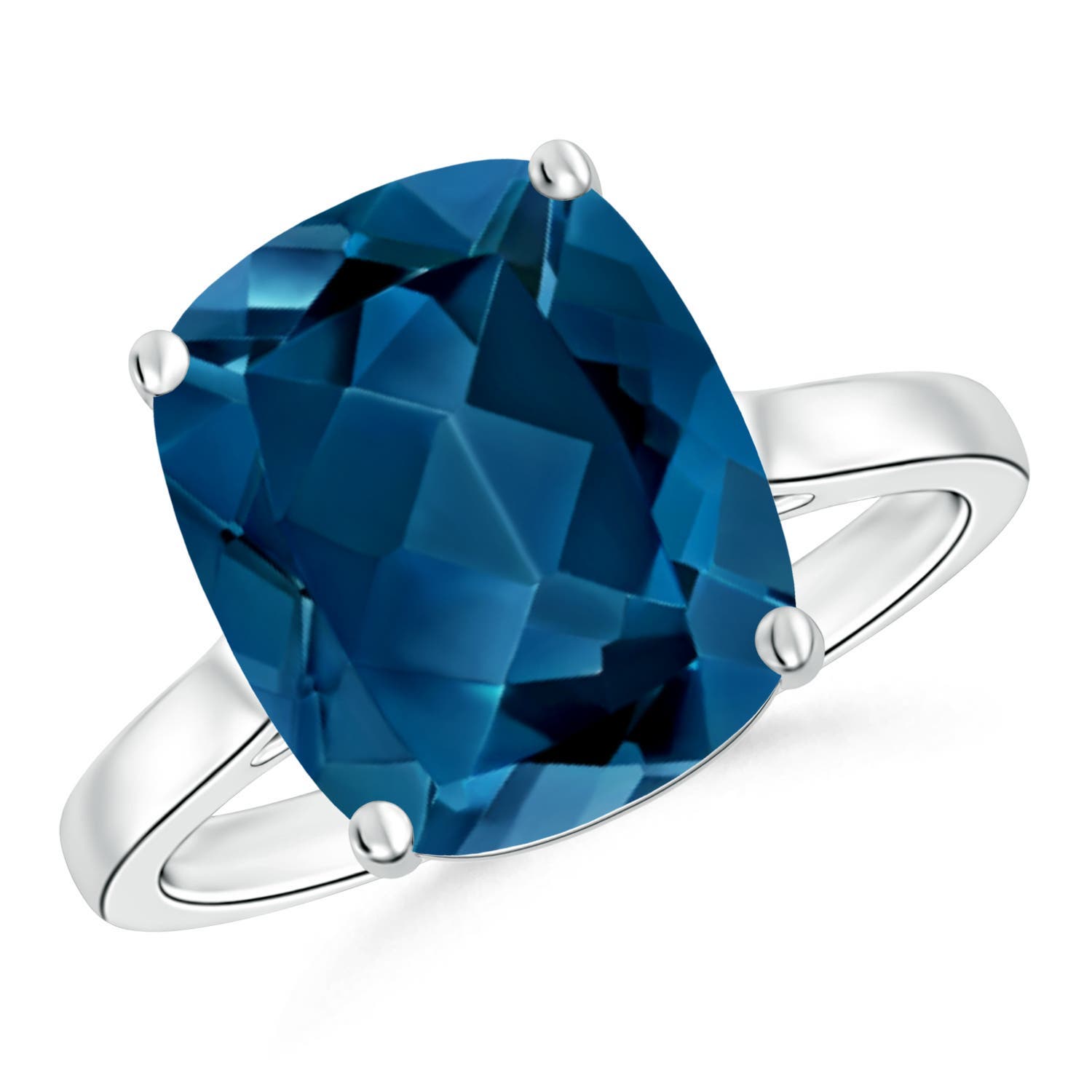 Angara 5.8 Carats Classic Cushion London Blue Topaz Solitaire Ring in Platinum
