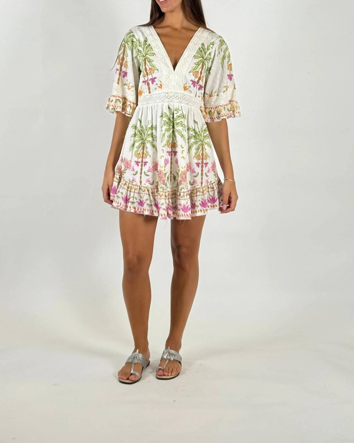 Isla Mauve Mini Dress In Beige