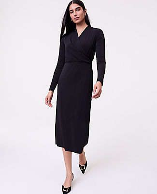 Ann Taylor Draped Knit Midi Sheath Dress