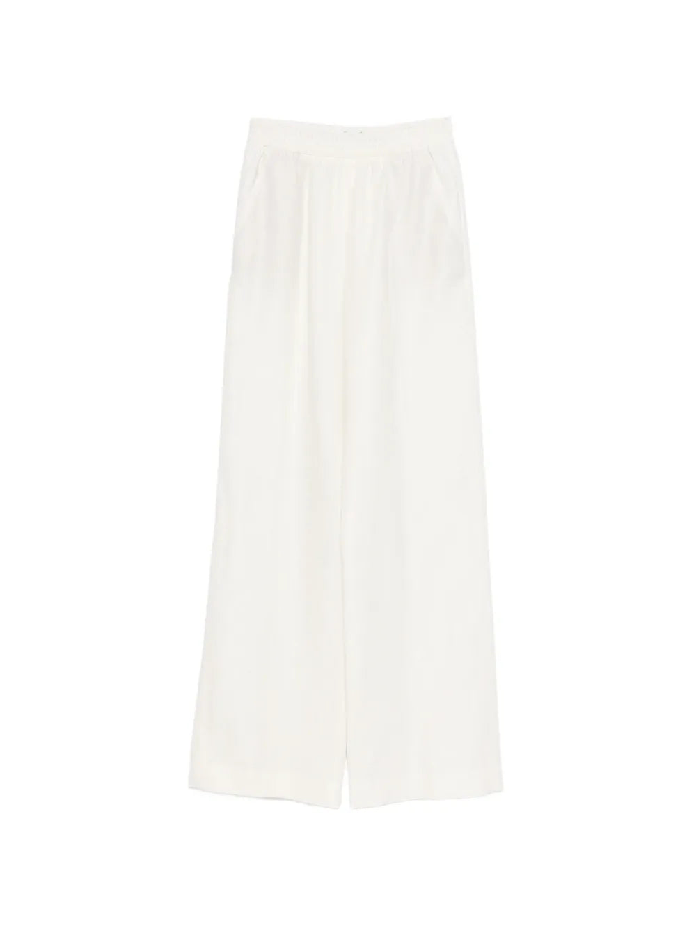 Elasticated-Waistband Linen Trousers — Ivory