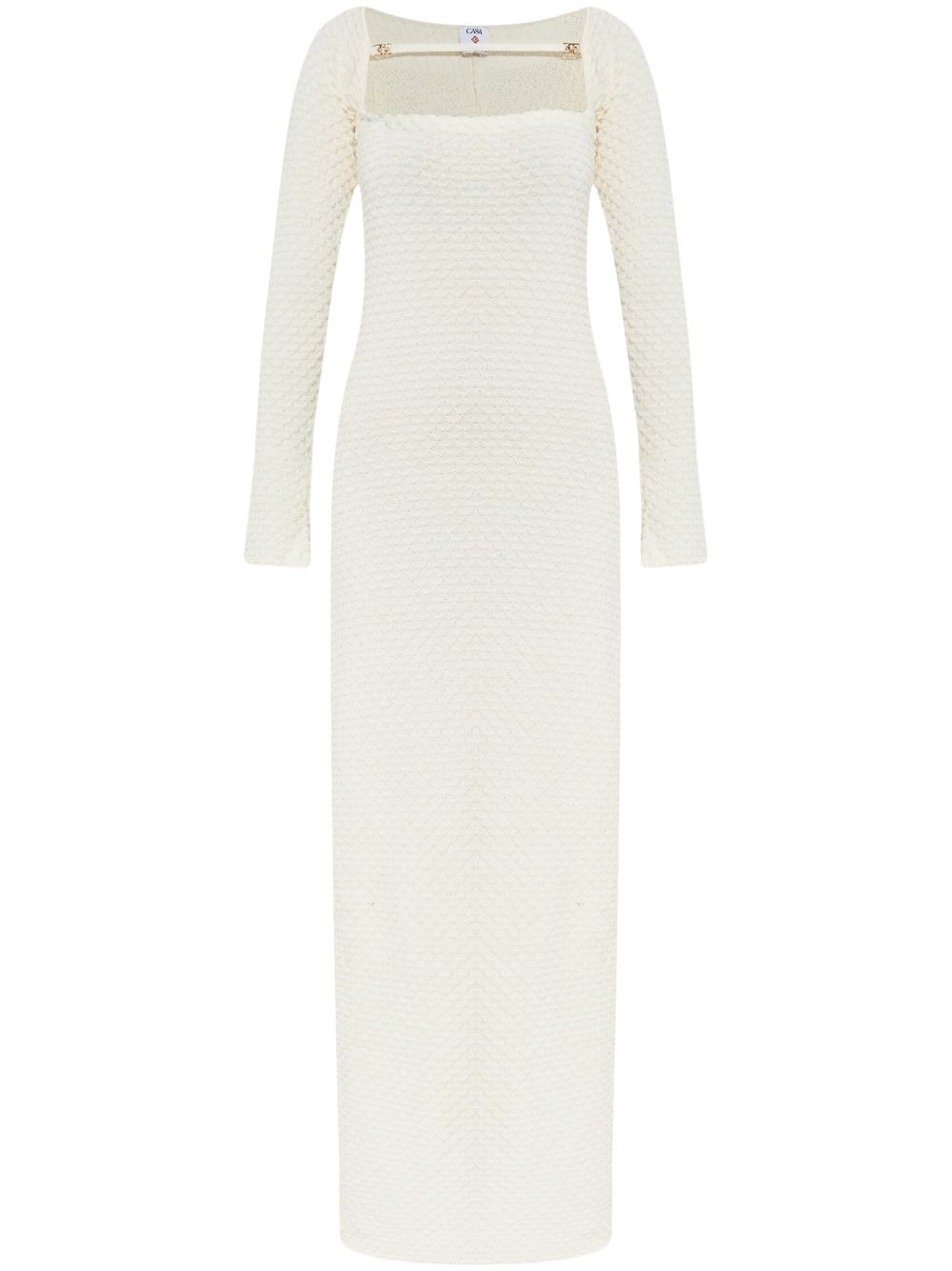 Textured knitted maxi dress - White