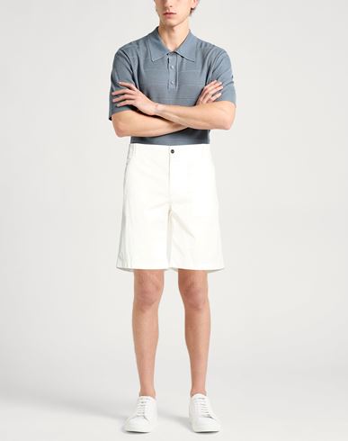 Man Shorts & Bermuda Shorts White Size 36 Cotton, Elastane