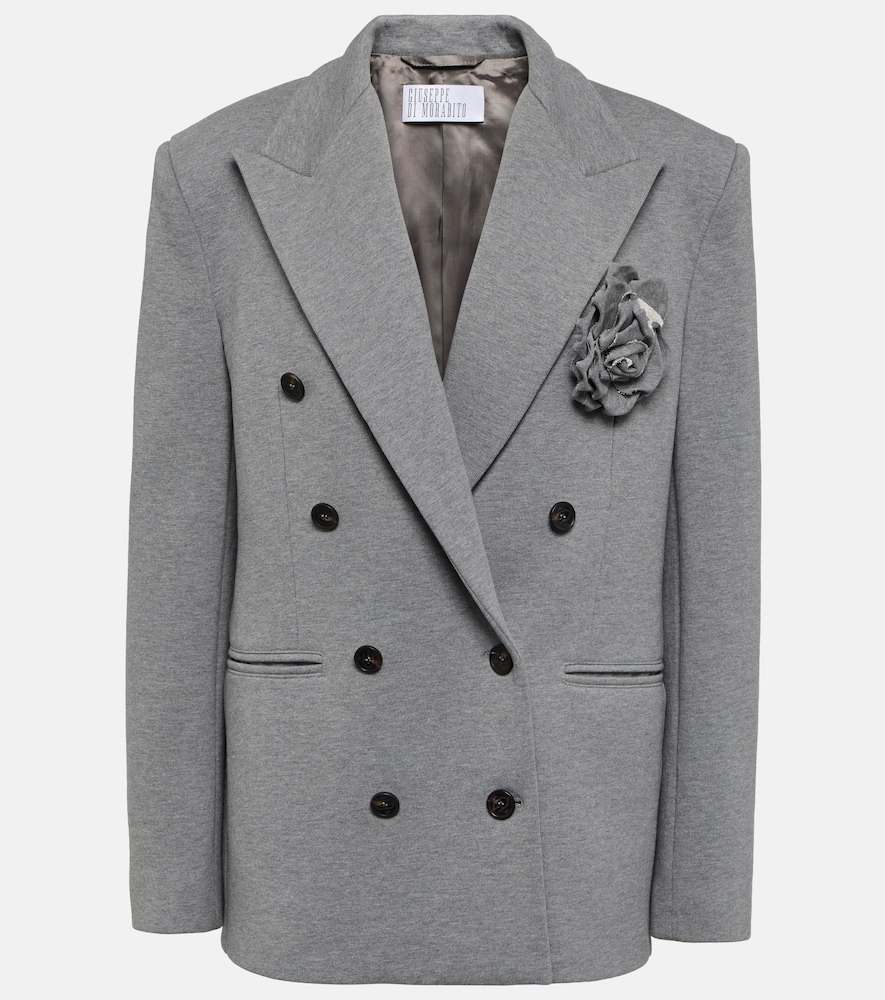 Double-breasted cotton jersey blazer