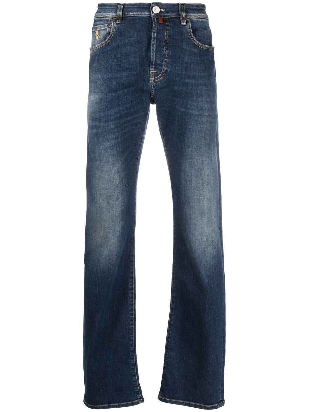 Logo-patch straight-leg denim jeans - Blue