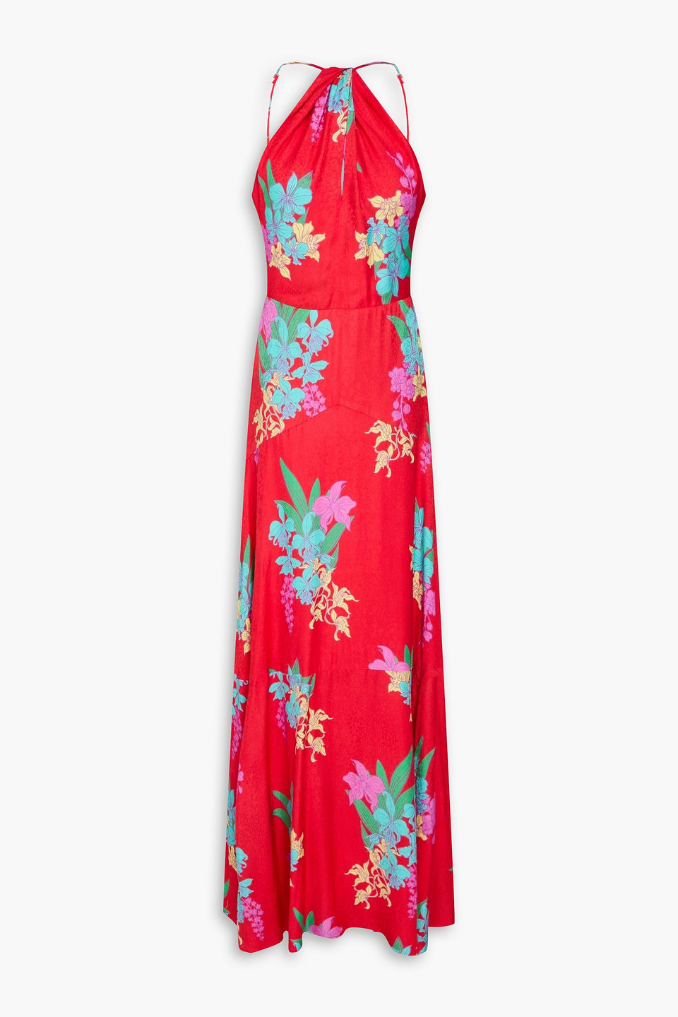 Rosie floral-print jacquard maxi dress - Red - UK 10