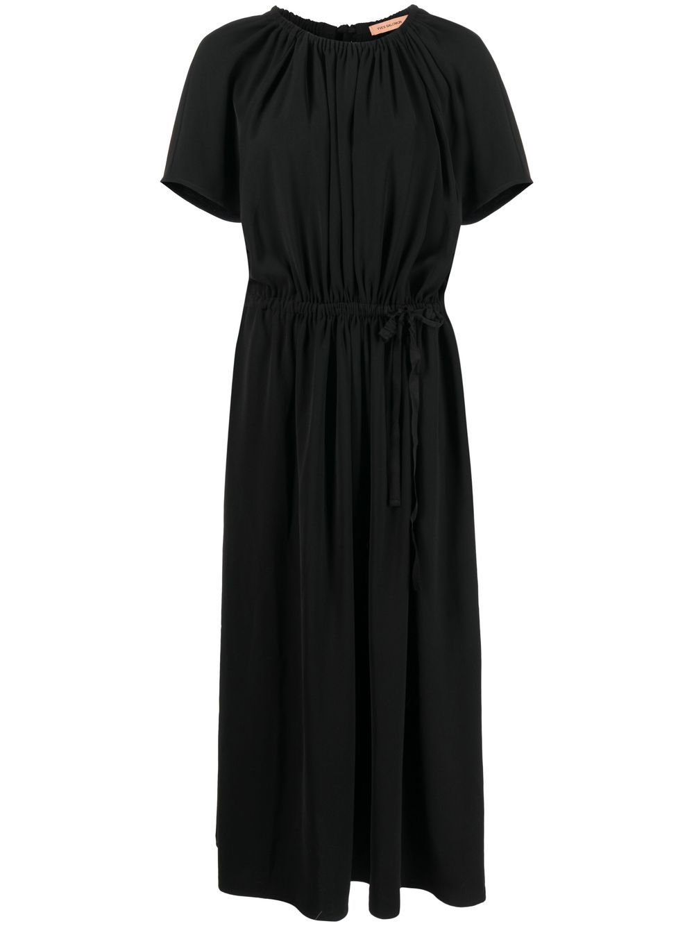 Pleat detailing mid-length dress - Black