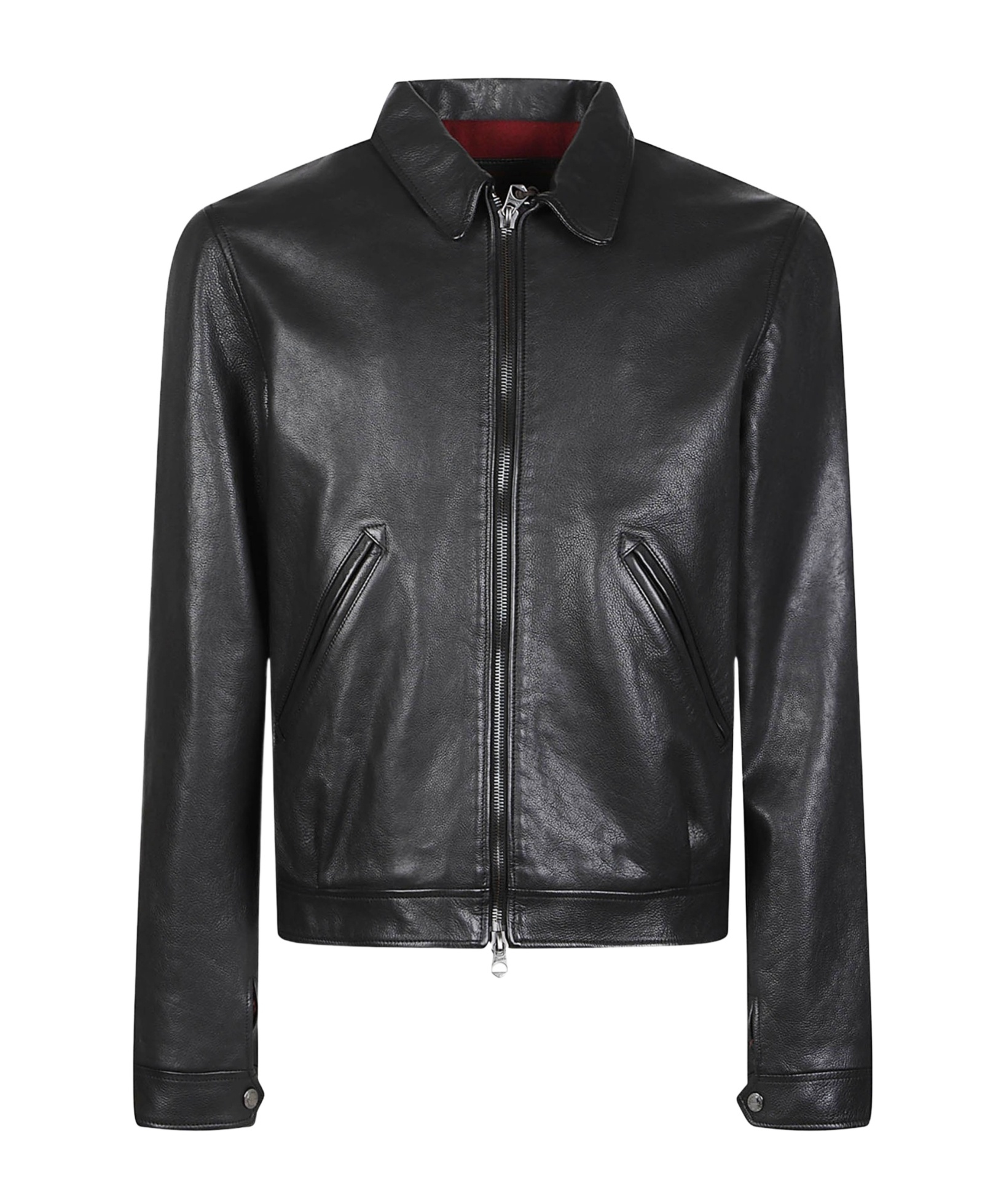 Long-sleeve leather jacket