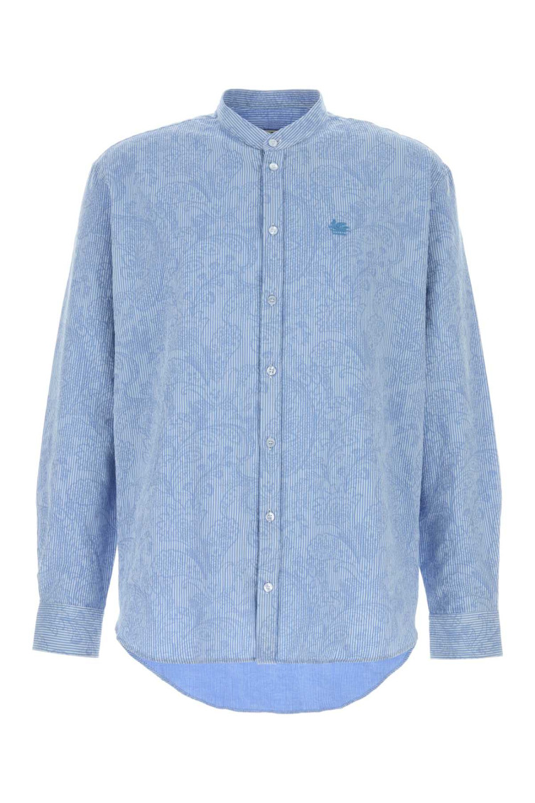 Etro - long sleeve mandarin collar striped shirt