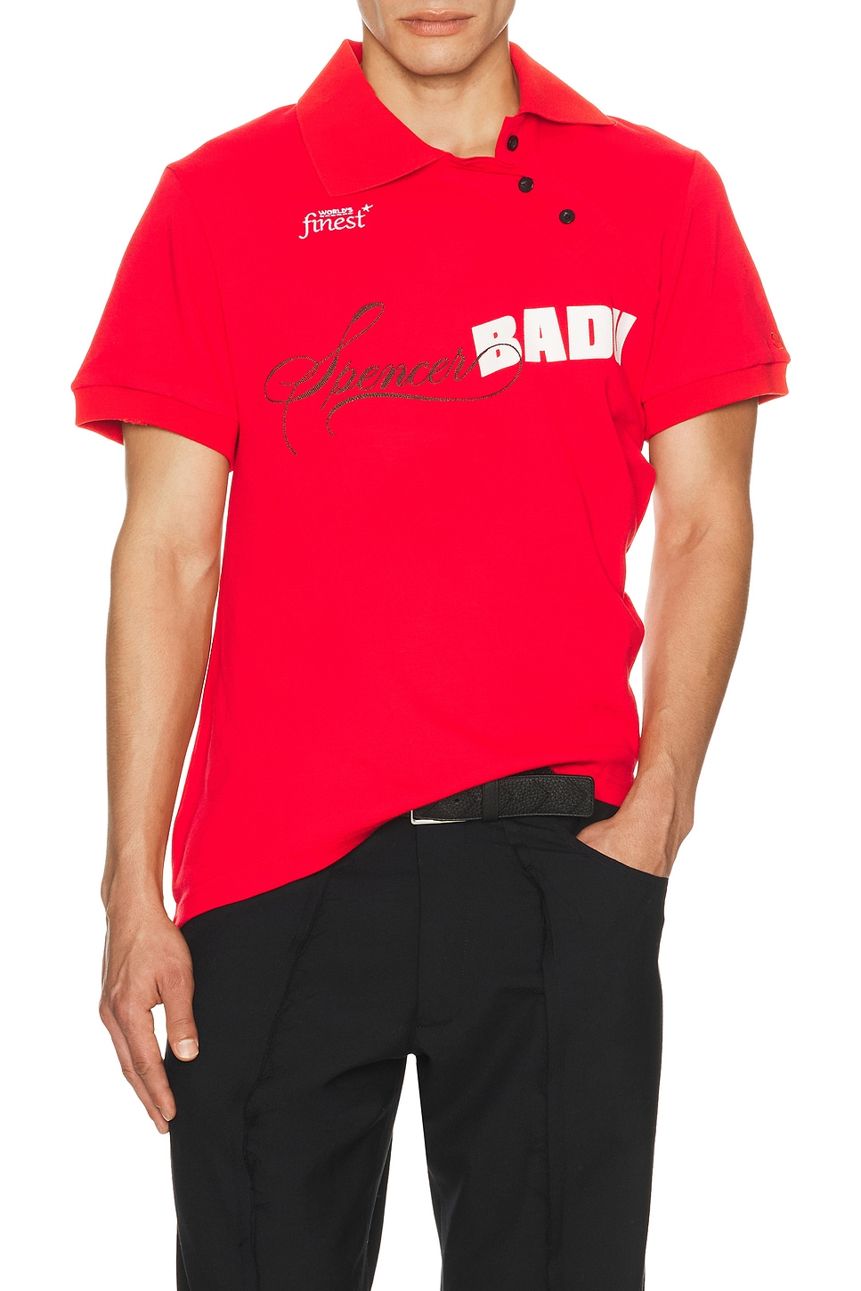 Spencer Badu Twisted Polo Jersey in Red - Red. L also in M, XL/1X