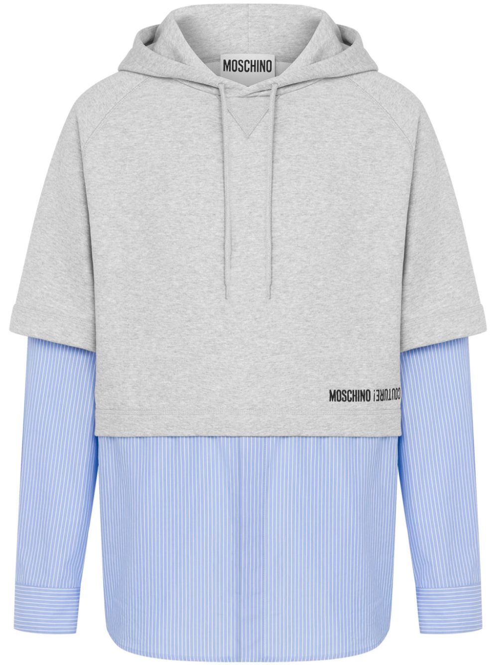 Logo-print layered hoodie - Grey