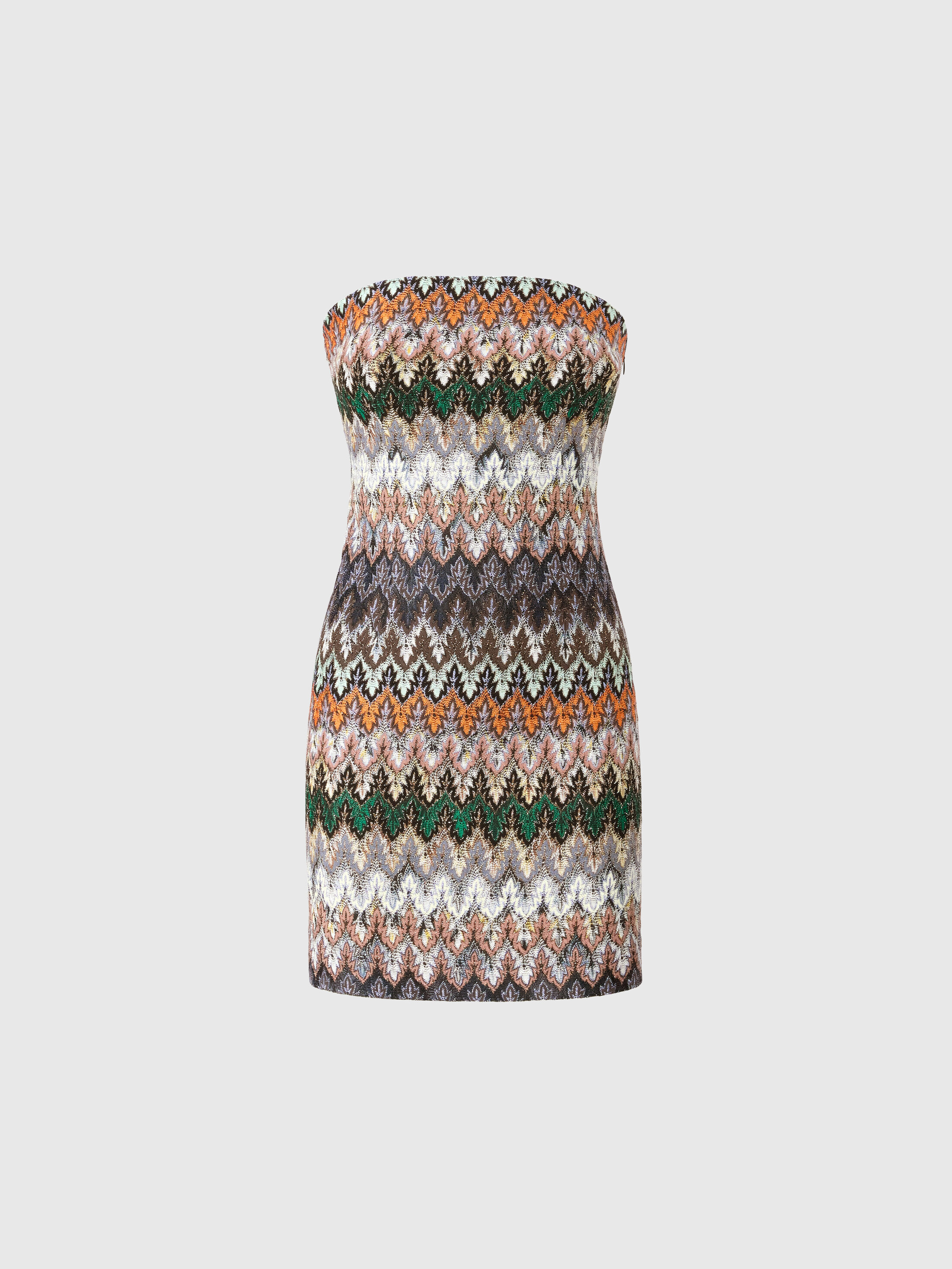 Missoni - Viscose and Cotton Lamé Mini Dress with Lace Motif, Women, Green& Brown