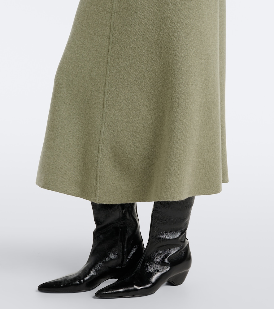 Virgin wool and cashmere midi skirt