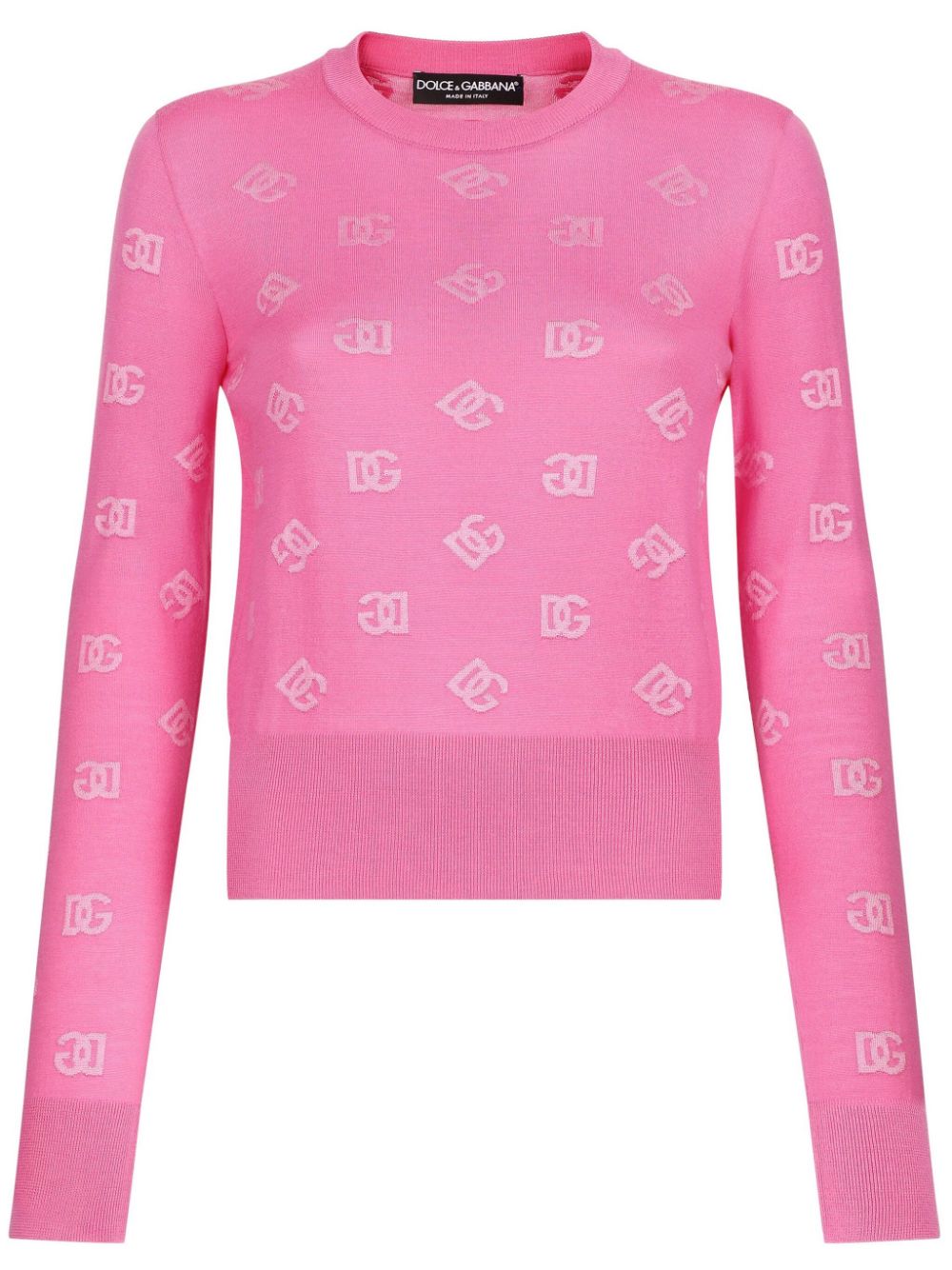 Logo-jacquard crew-neck jumper - Pink