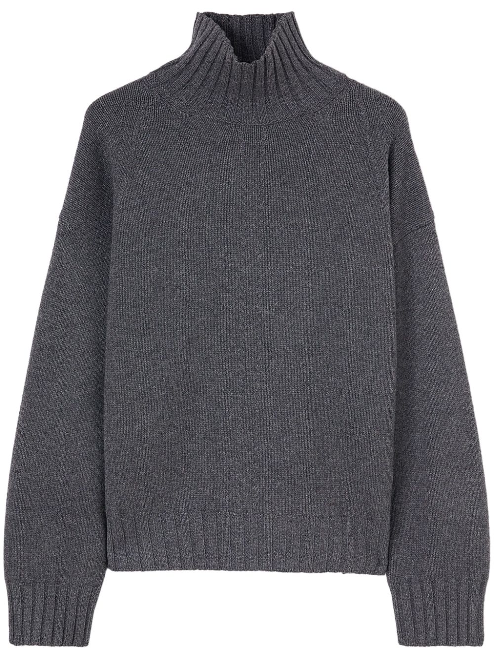 High-neck ribbed-knit jumper - Grey