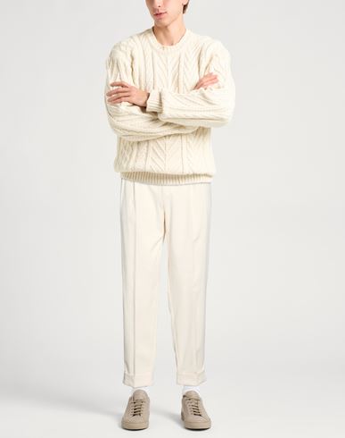 Man Pants Ivory Size 36 Cotton, Elastane